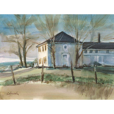 Old Colonial in Ellington Connecticut Gold Ornate Wood Framed Art Print with Double Matting by Calcasola, Stephen