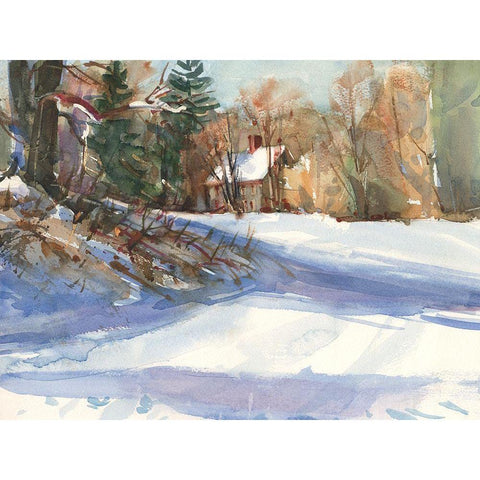 Snow Shadows Black Modern Wood Framed Art Print with Double Matting by Calcasola, Stephen