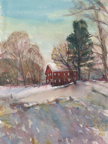 Historic Red Barn in Worthington Massachusetts Black Ornate Wood Framed Art Print with Double Matting by Calcasola, Stephen