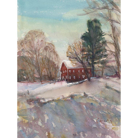 Historic Red Barn in Worthington Massachusetts Gold Ornate Wood Framed Art Print with Double Matting by Calcasola, Stephen