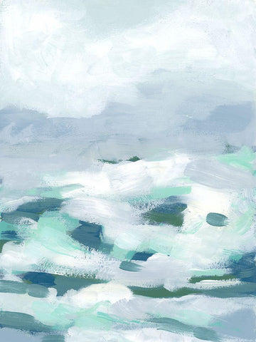 Seafoam Surf I White Modern Wood Framed Art Print with Double Matting by Vess, June Erica