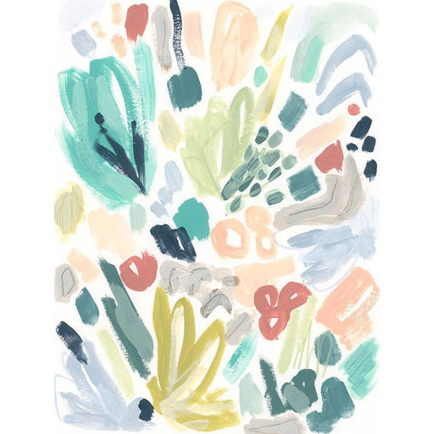 Garden Terrazzo I Black Modern Wood Framed Art Print with Double Matting by Vess, June Erica