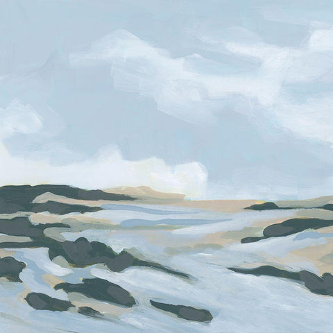 Chambray Coast I White Modern Wood Framed Art Print by Vess, June Erica