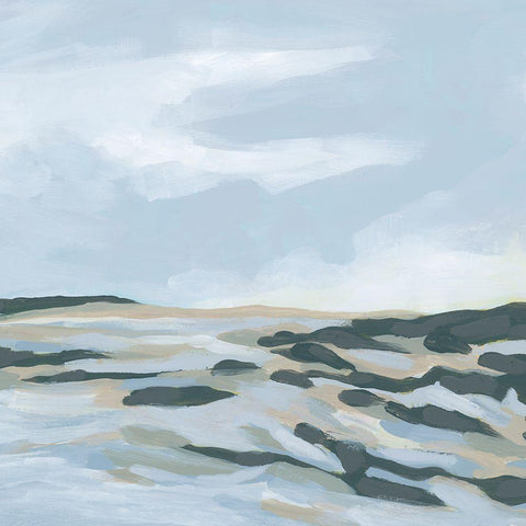 Chambray Coast II White Modern Wood Framed Art Print with Double Matting by Vess, June Erica