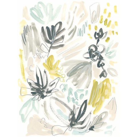 Brush Bloom Jumble I Black Modern Wood Framed Art Print by Vess, June Erica