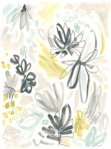 Brush Bloom Jumble II White Modern Wood Framed Art Print with Double Matting by Vess, June Erica