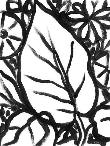 Sumi Garden I White Modern Wood Framed Art Print with Double Matting by Vess, June Erica