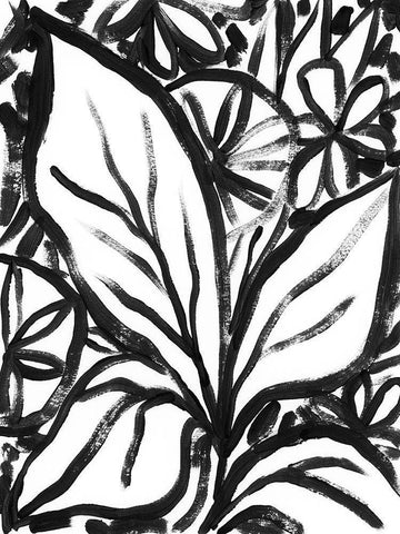 Sumi Garden III White Modern Wood Framed Art Print with Double Matting by Vess, June Erica