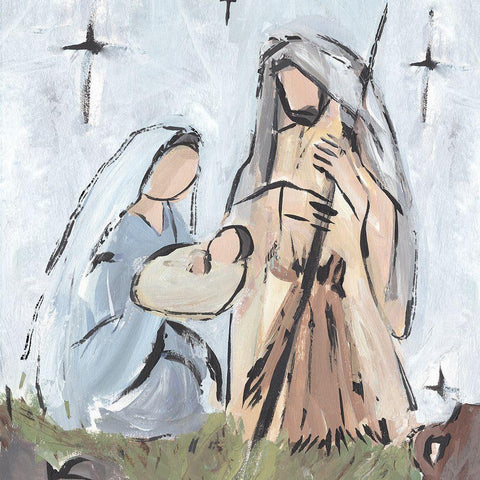 Starry Nativity I Black Modern Wood Framed Art Print with Double Matting by Warren, Annie