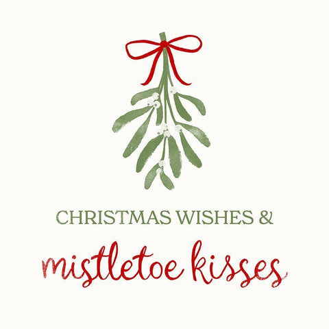 Mistletoe Wishes II White Modern Wood Framed Art Print with Double Matting by Barnes, Victoria