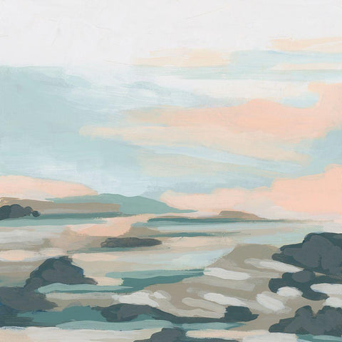 Stone Marsh Vista II Black Modern Wood Framed Art Print with Double Matting by Vess, June Erica