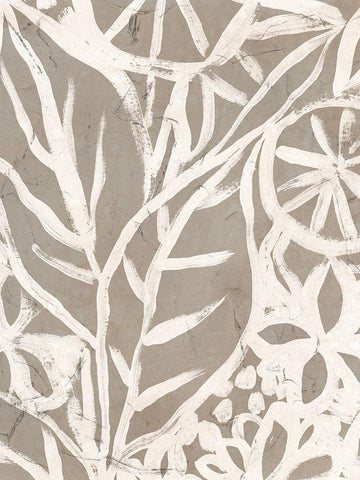 Mudcloth Foliage I Black Ornate Wood Framed Art Print with Double Matting by Vess, June Erica