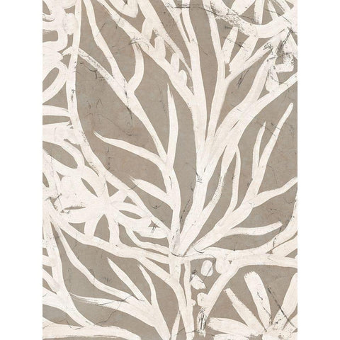 Mudcloth Foliage II Gold Ornate Wood Framed Art Print with Double Matting by Vess, June Erica