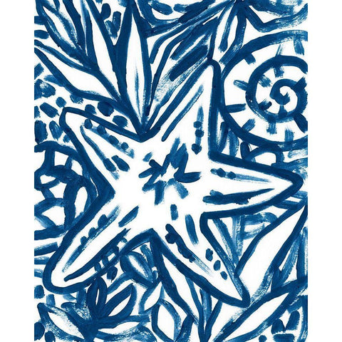 Brushy Beach Batik III Black Modern Wood Framed Art Print with Double Matting by Vess, June Erica