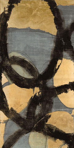 Gilded Links I White Modern Wood Framed Art Print with Double Matting by Goldberger, Jennifer