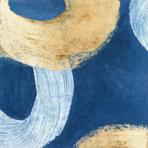 Blue And Gold Revolution I White Modern Wood Framed Art Print with Double Matting by Meagher, Megan