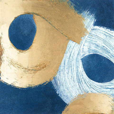 Blue And Gold Revolution II Black Ornate Wood Framed Art Print with Double Matting by Meagher, Megan