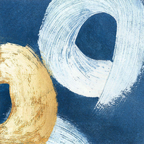 Blue And Gold Revolution III Black Modern Wood Framed Art Print by Meagher, Megan