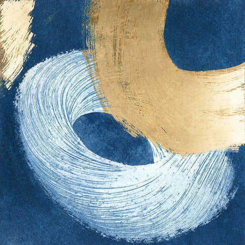 Blue And Gold Revolution IV Gold Ornate Wood Framed Art Print with Double Matting by Meagher, Megan