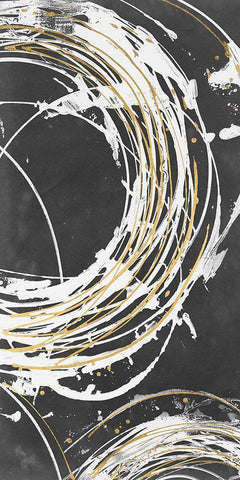 Gilded Circle Back II White Modern Wood Framed Art Print with Double Matting by Harper, Ethan