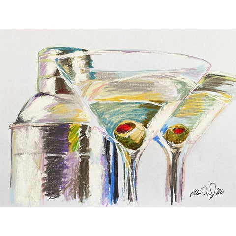 Cheers II White Modern Wood Framed Art Print by Segal, Alan