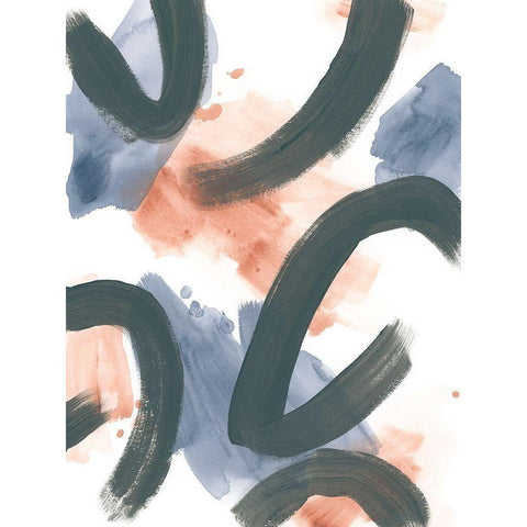 Liquid Ellipses II Black Modern Wood Framed Art Print with Double Matting by Vess, June Erica