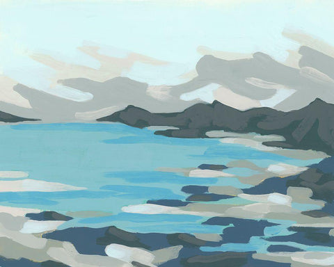 Cloudy Inlet I Black Ornate Wood Framed Art Print with Double Matting by Vess, June Erica