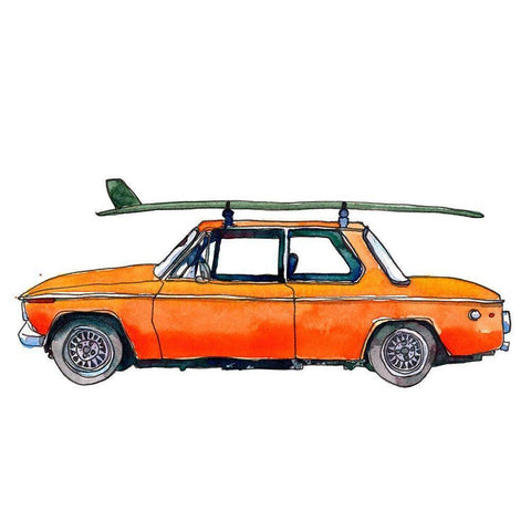 Surf Car Black Modern Wood Framed Art Print by McCreery, Paul