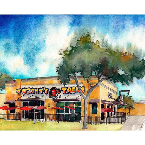 Torchys Tacos Gold Ornate Wood Framed Art Print with Double Matting by McCreery, Paul
