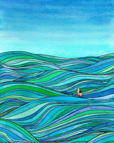 Surfer Bruh Black Ornate Wood Framed Art Print with Double Matting by McCreery, Paul