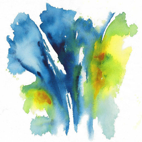 Neon Floral Blue Black Modern Wood Framed Art Print by Combs, Joyce