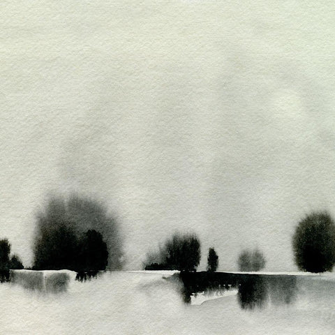 Ink Bloom Landscape III Black Modern Wood Framed Art Print by Caroline, Emma
