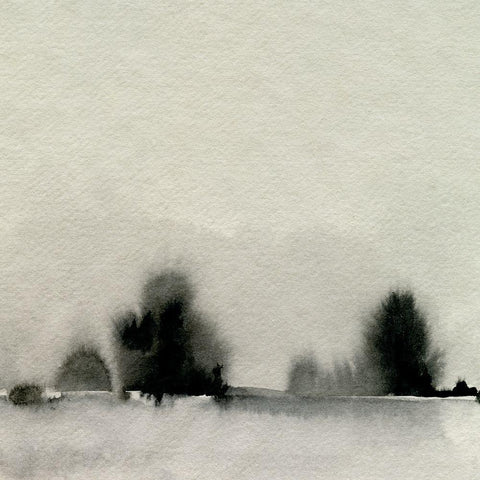 Ink Bloom Landscape IV White Modern Wood Framed Art Print by Caroline, Emma