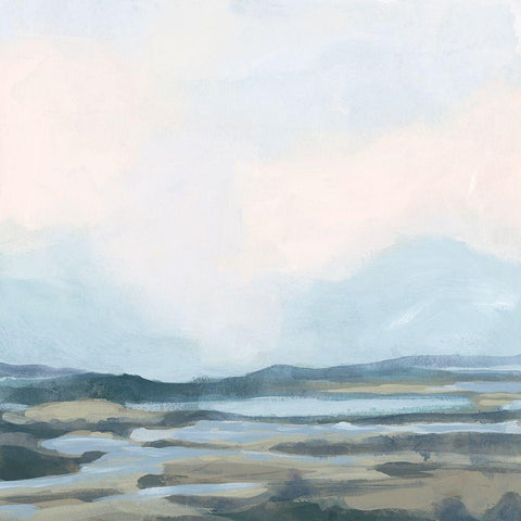 Blue Shoals I Black Ornate Wood Framed Art Print with Double Matting by Vess, June Erica