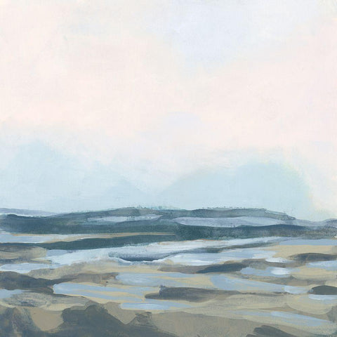 Blue Shoals II White Modern Wood Framed Art Print with Double Matting by Vess, June Erica