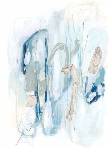 Blue Scribe I White Modern Wood Framed Art Print with Double Matting by Vess, June Erica