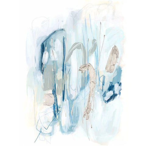 Blue Scribe I White Modern Wood Framed Art Print by Vess, June Erica