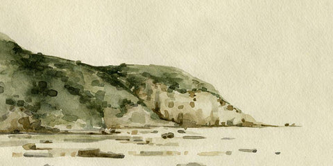 Coastal Hills I Black Ornate Wood Framed Art Print with Double Matting by Caroline, Emma