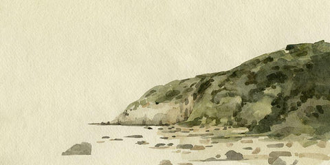 Coastal Hills II Black Ornate Wood Framed Art Print with Double Matting by Caroline, Emma