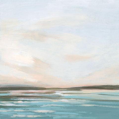 Seafoam Sunset I Black Modern Wood Framed Art Print with Double Matting by Vess, June Erica