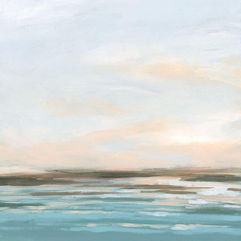 Seafoam Sunset II Black Modern Wood Framed Art Print by Vess, June Erica