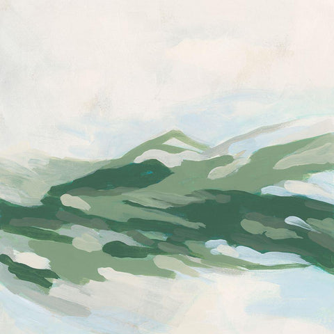 Emerald Foothills I Black Modern Wood Framed Art Print with Double Matting by Vess, June Erica