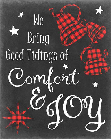 Comfort and Joy in Red Black Ornate Wood Framed Art Print with Double Matting by Chandler, Sharon