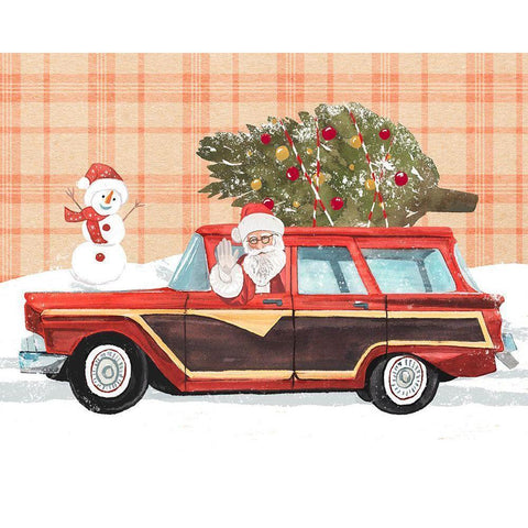 Santa on Wheels I White Modern Wood Framed Art Print by Warren, Annie