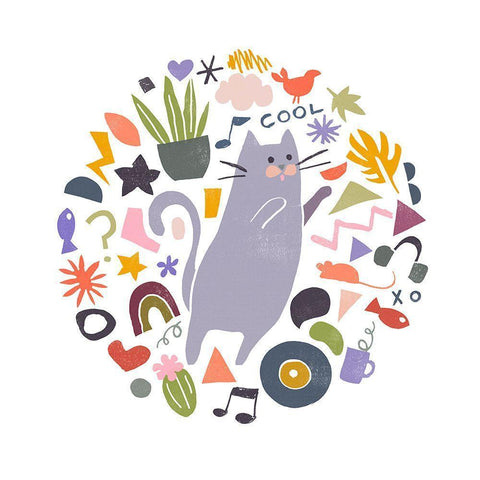 Cool Cats IV Black Modern Wood Framed Art Print with Double Matting by Vess, June Erica