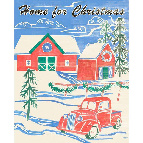 Home for Christmas I Gold Ornate Wood Framed Art Print with Double Matting by Wang, Melissa