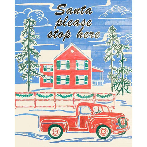 Home for Christmas V White Modern Wood Framed Art Print by Wang, Melissa