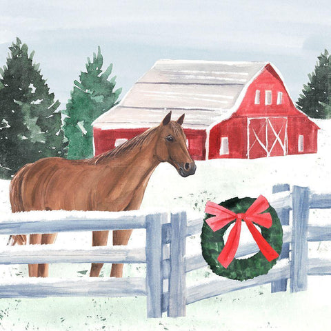 Christmas Farm I White Modern Wood Framed Art Print with Double Matting by Warren, Annie