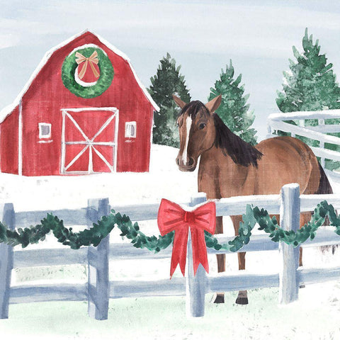 Christmas Farm II Black Modern Wood Framed Art Print by Warren, Annie