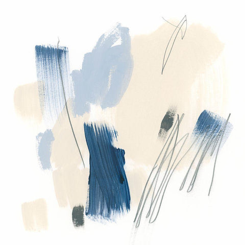 Blue Mark I Black Modern Wood Framed Art Print with Double Matting by Vess, June Erica